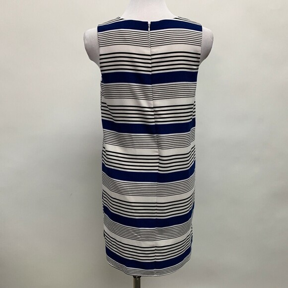 Sans Souci Women's Top Small Striped Multicolor Blue White Black Sleeveless - Picture 4 of 7